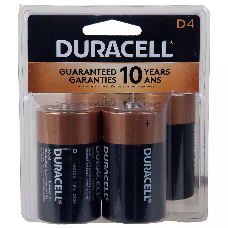 Duracell - D piles alkalines, paq. de 4