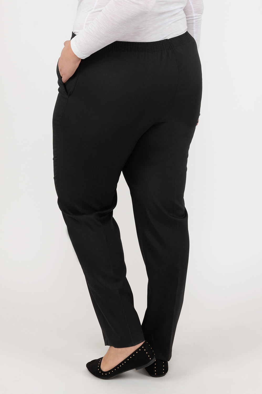 Elastic waist pull-on pants - Black - Plus Size. Colour: black. Size: 2x