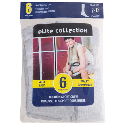 Elite Collection - Chaussettes sport coussinées - Format économique, 6 paires