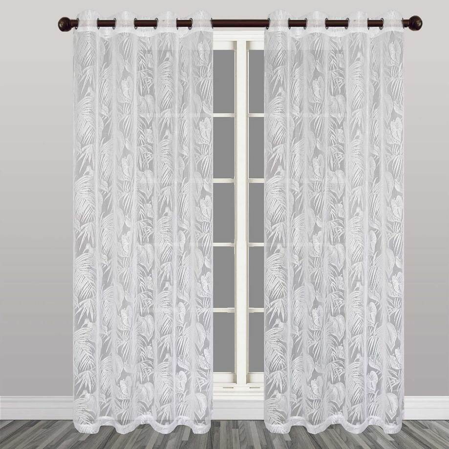 Embroidered sheer curtain panel with metal grommets, 54