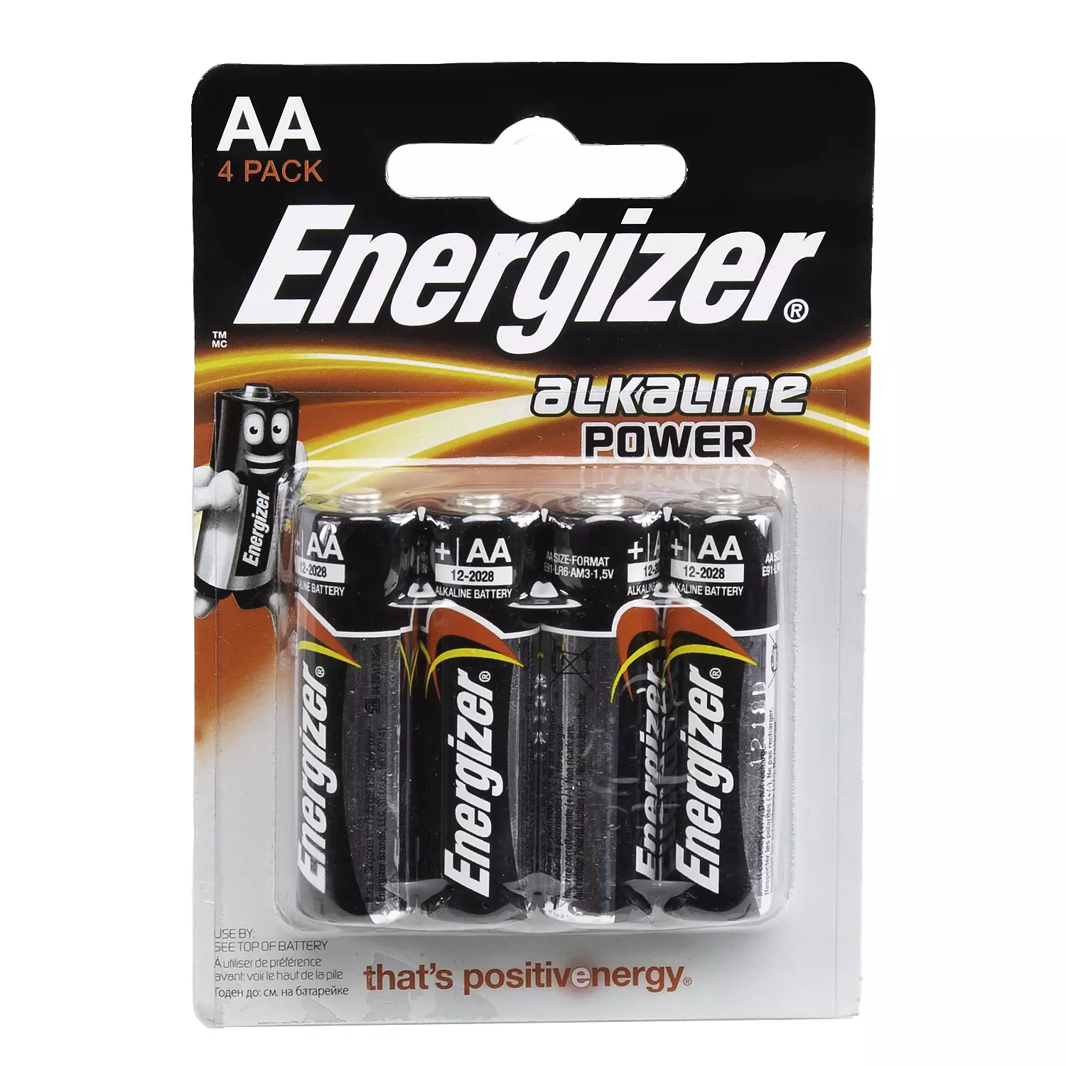 Energizer - Alkaline power AA batteries, pk. of 4