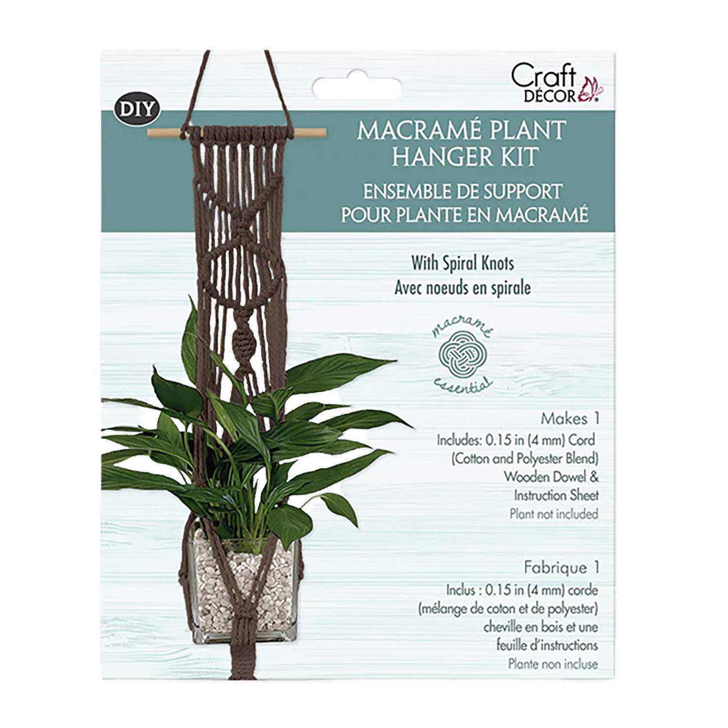 Ens. de support pour plante en macramé - Café