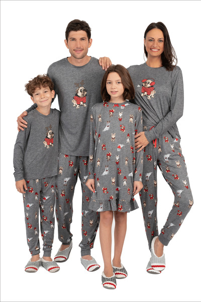 Ens. pyjama ultra doux assortis pour la famille - Pug de Noël