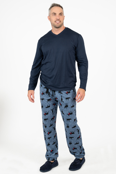 Ensemble pyjama en jersey pour hommes avec t-shirt à manches longues