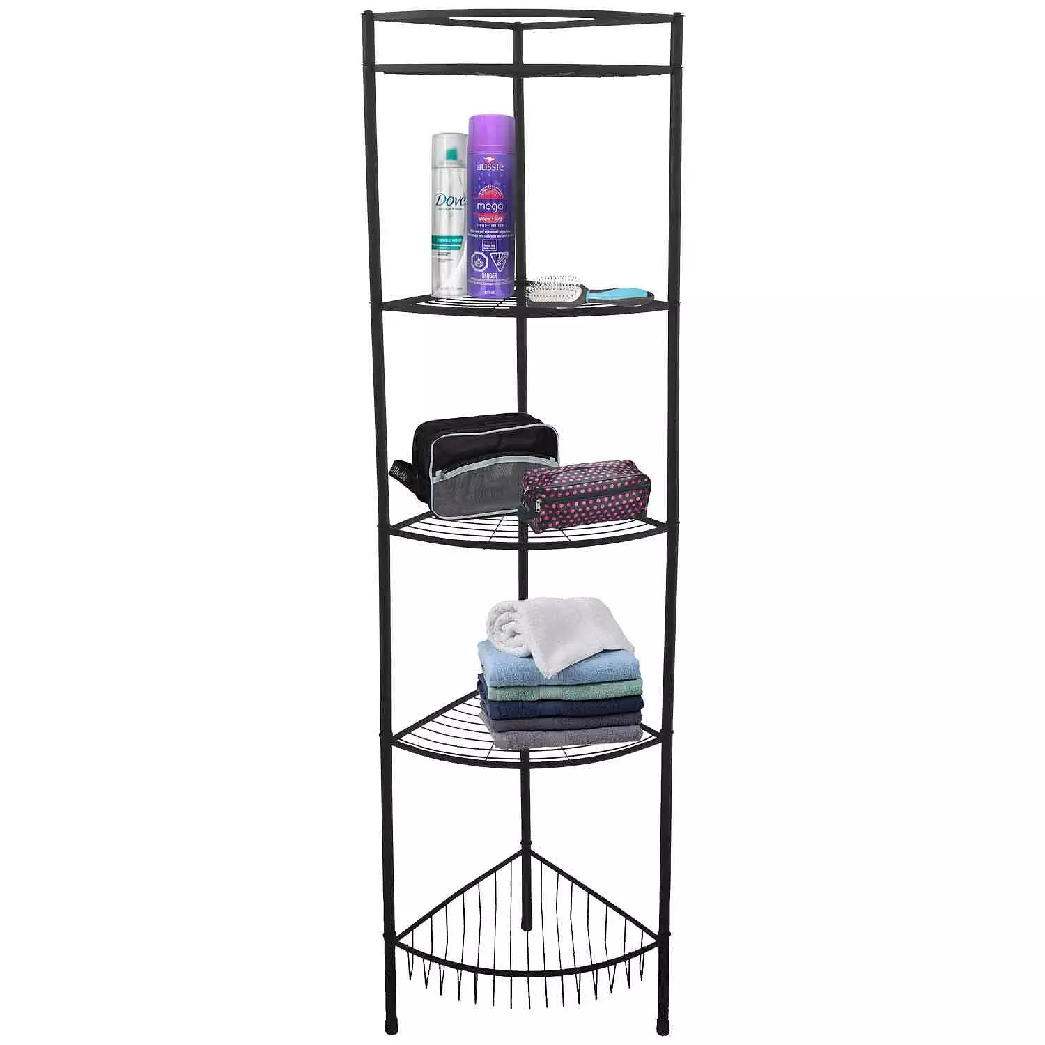 Etagère pliante sur 5 niveaux en métal avec roulettes - h.164,2cm