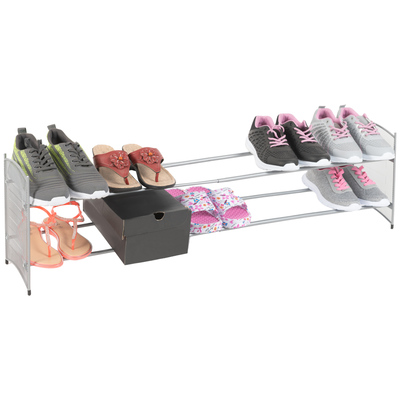 Expandable 2-tier stackable shoe rack