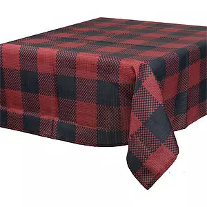 Cabin Collection, fabric tablecloth, , black and red plaid