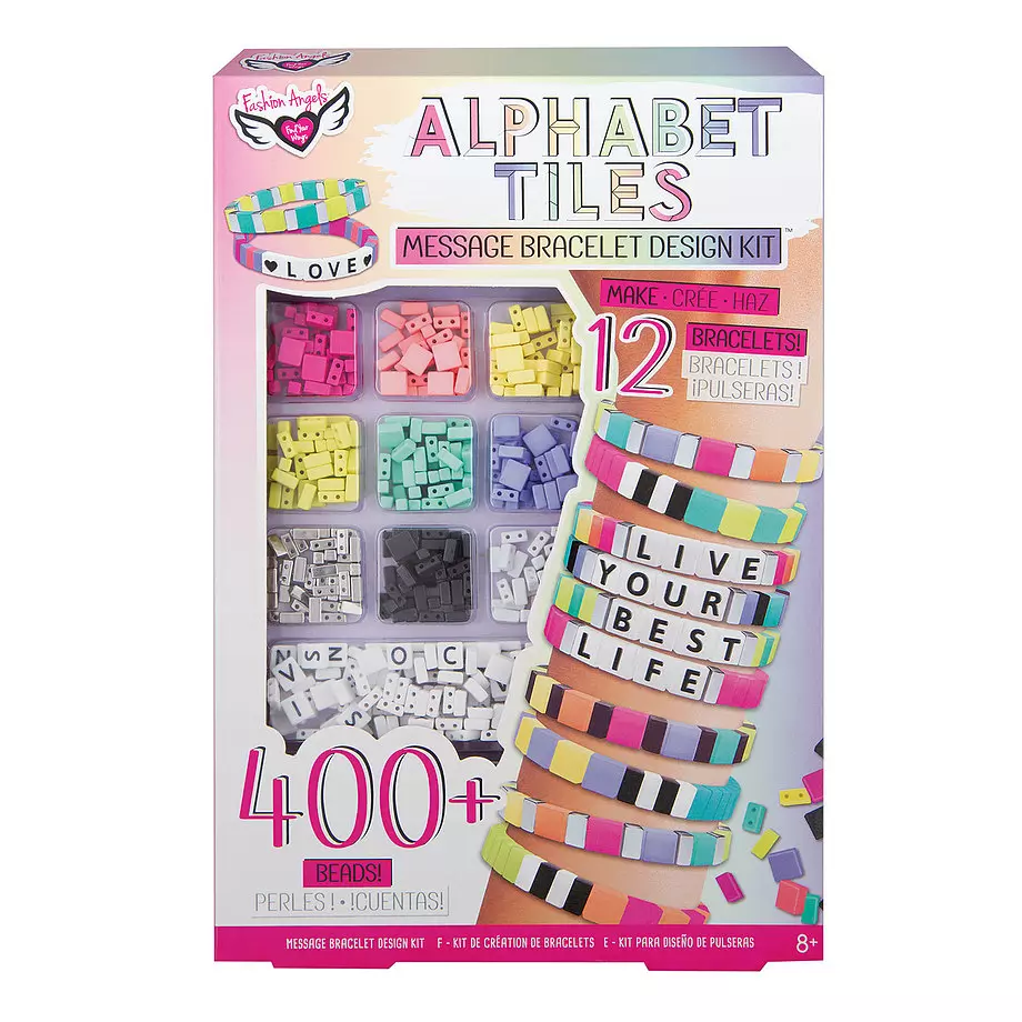 Fashion Angels - Alphabet Tiles, kit de conception de bracelet à message