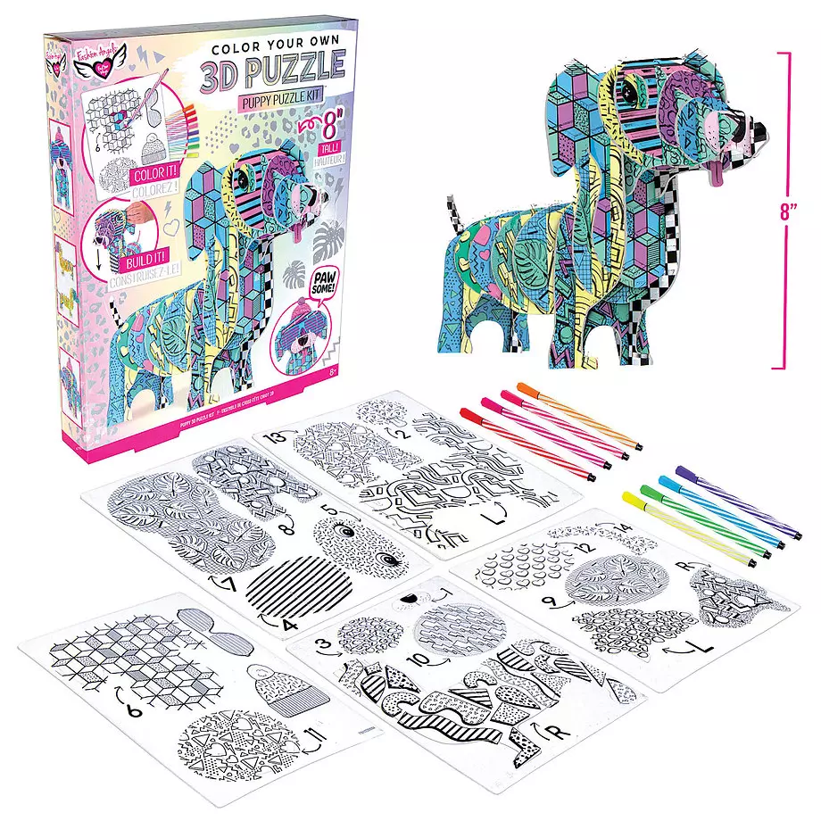 Fashion Angels - Color your own 3D puzzle, puppy 3D puzzle kit