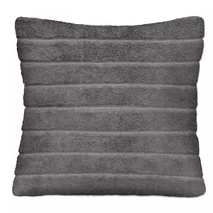 Faux fur decorative cushion with embossed stripes, 17"x17"