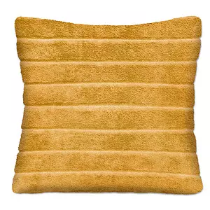 Faux fur decorative cushion with embossed stripes, 17"x17"