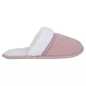Faux fur lined and cuffed slippers