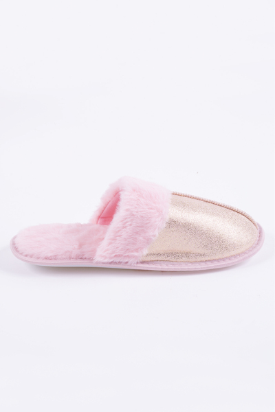 Faux fur-lined mule slippers