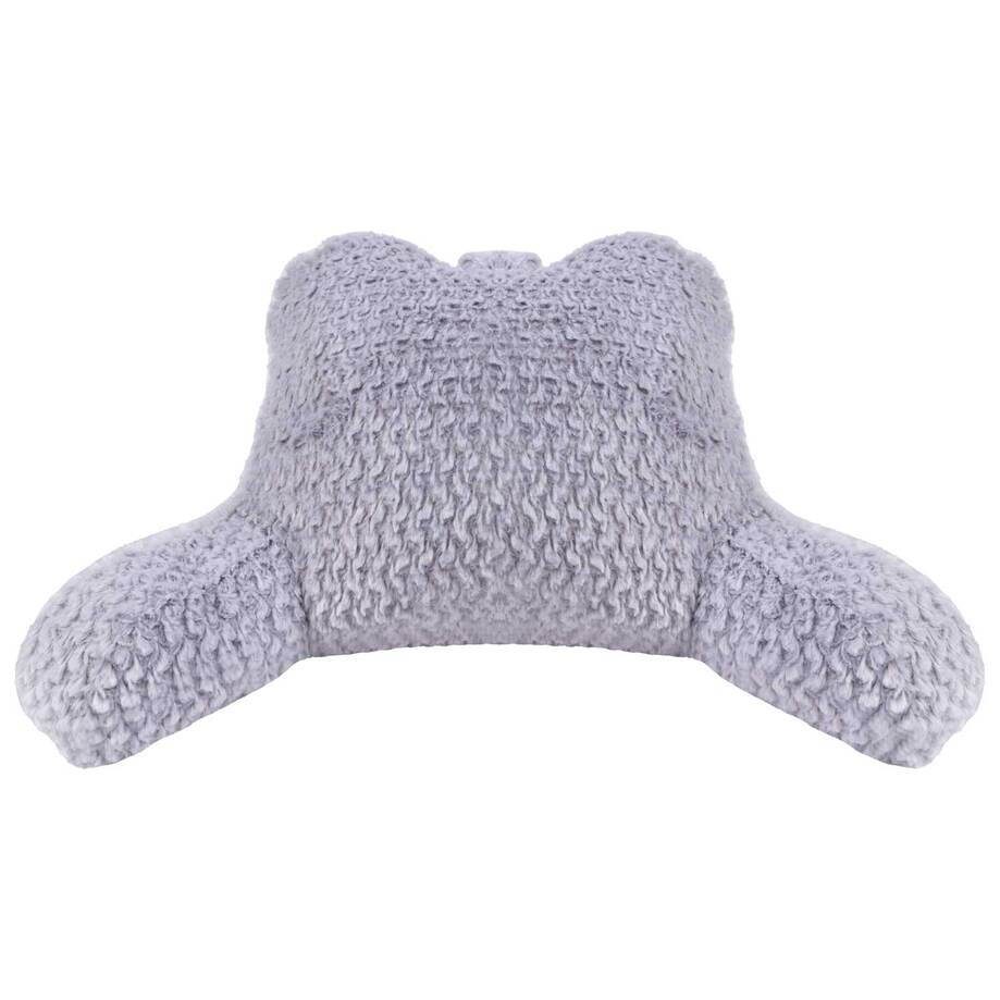 Faux fur reading & bedrest pillow with support arms