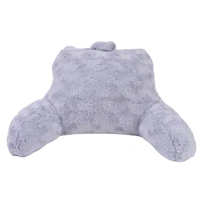 Faux fur reading & bedrest pillow with support arms