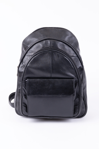 Faux leather fashion backpack with flap velcro pocket