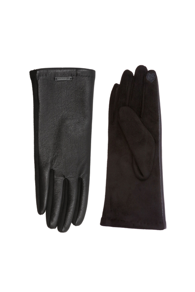 Faux leather gloves, black