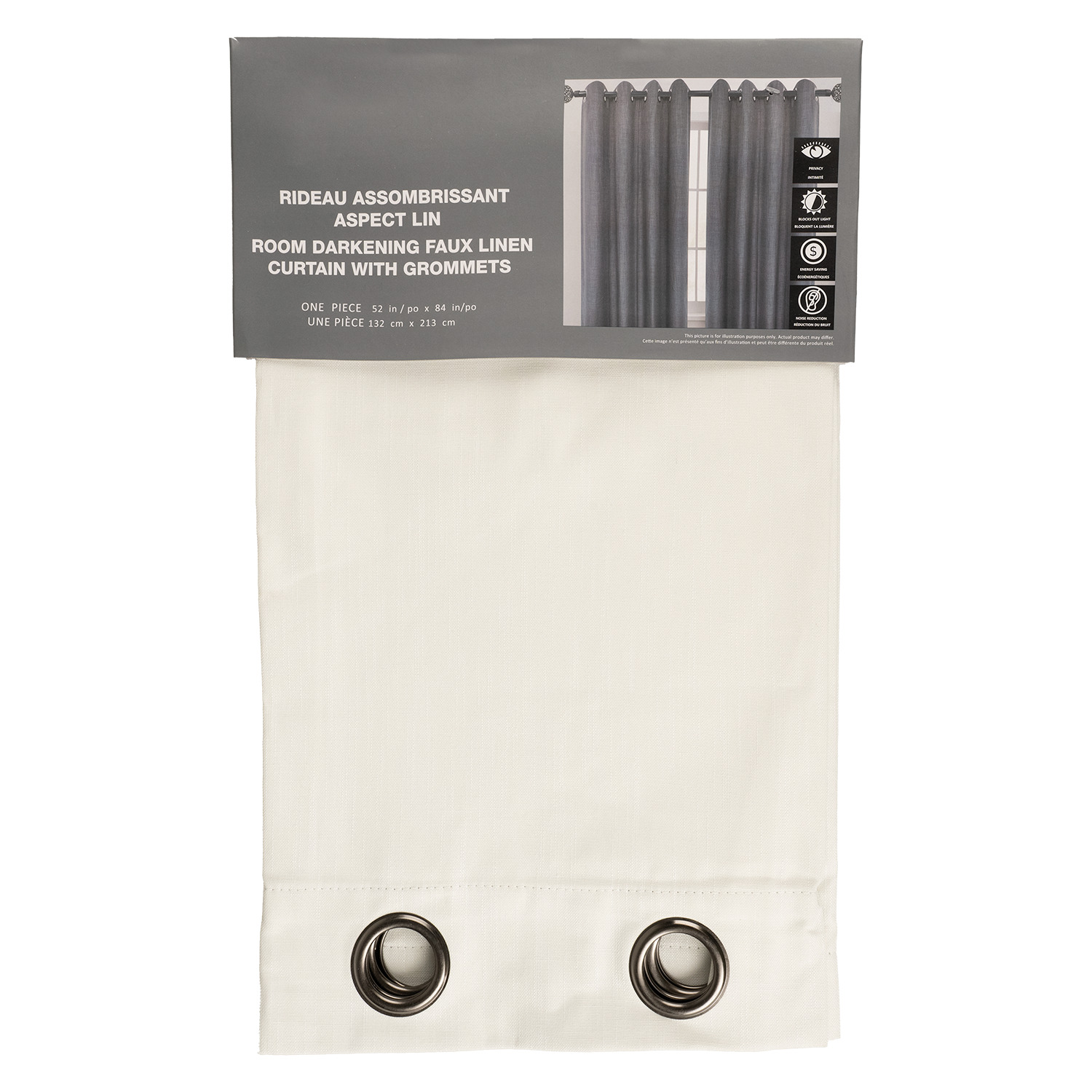 Faux-linen blackout panel with grommet