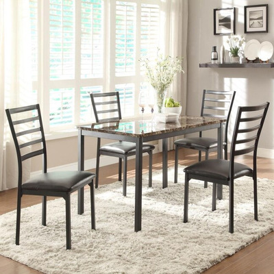 Faux marble dining set, 5 pcs