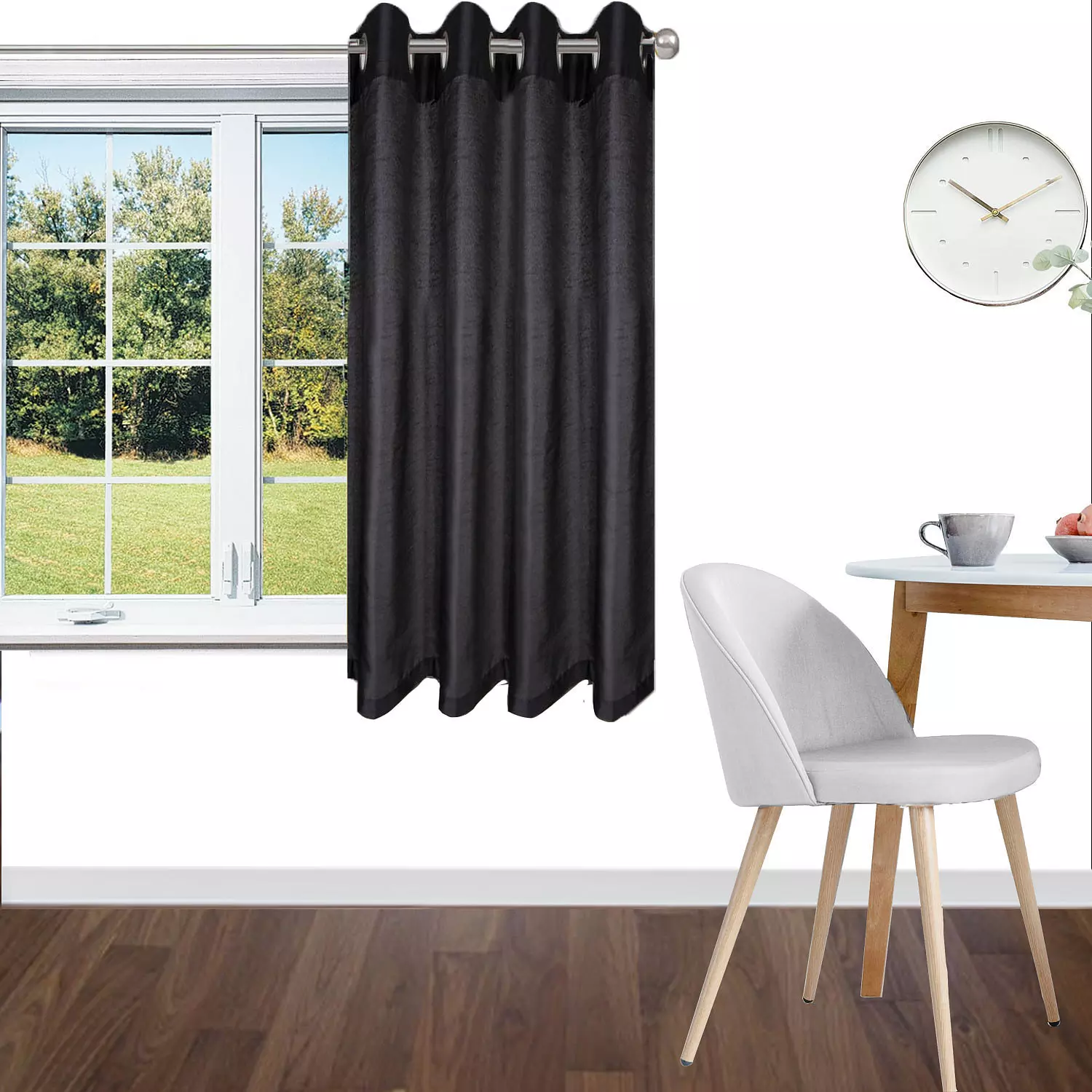 Faux silk panel with grommets, 54"x63", black