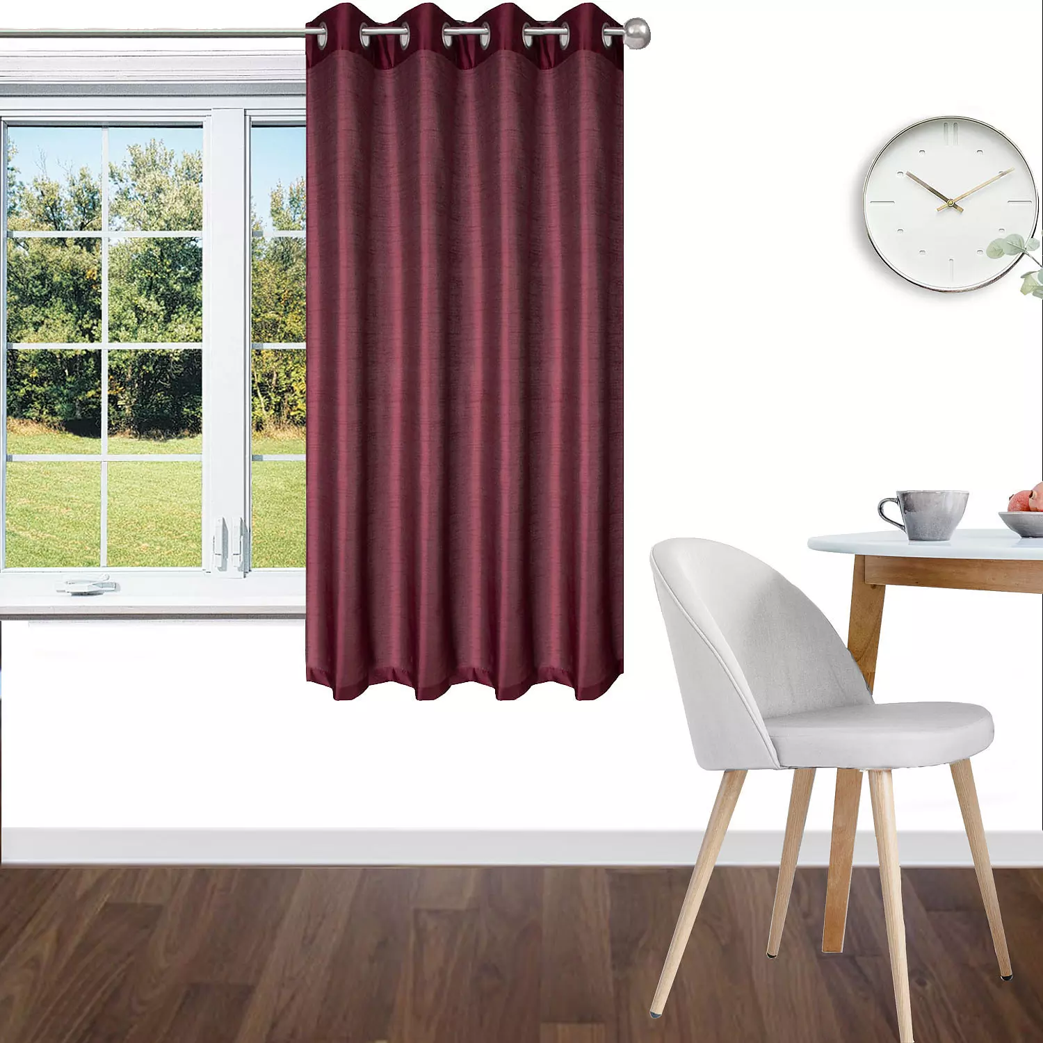 Faux silk panel with grommets, 54"x63", burgundy