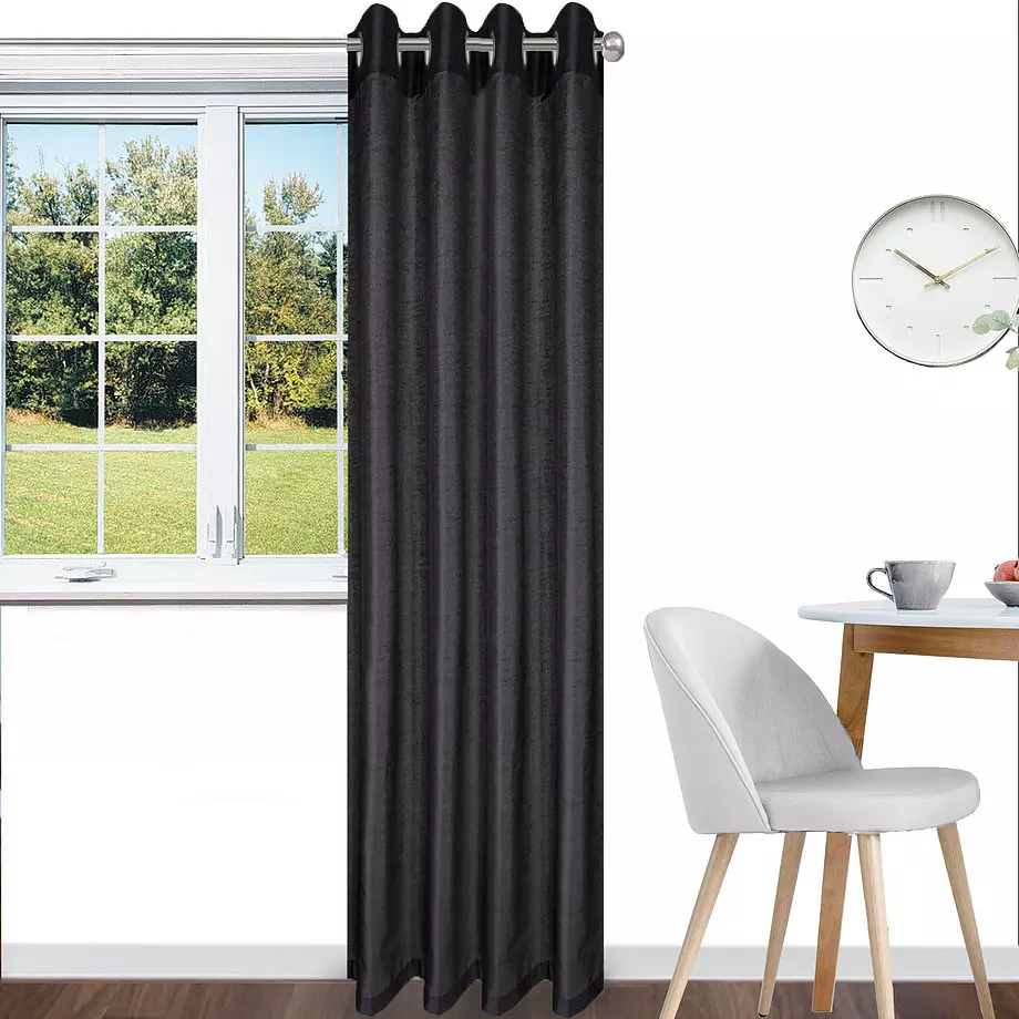 Faux silk panel with grommets, 54"x84", black
