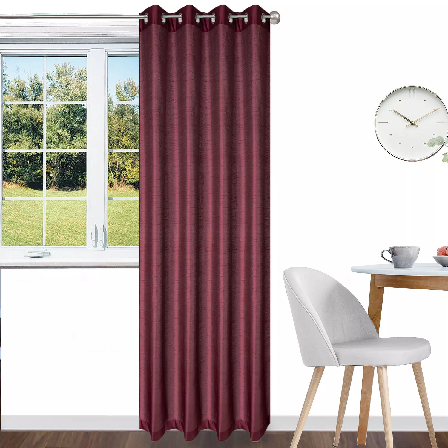 Faux silk panel with grommets, 54"x84", burgundy