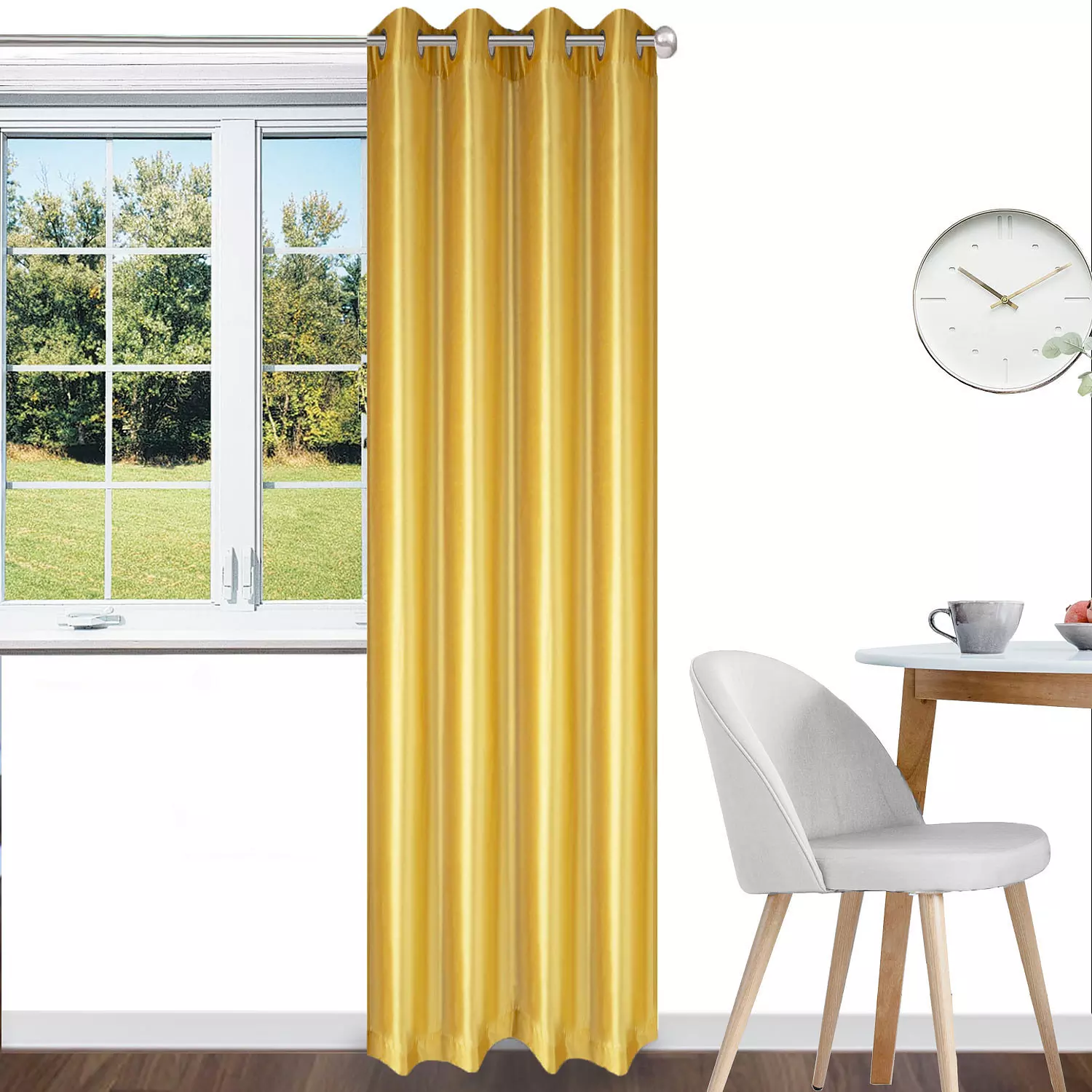 Faux silk panel with grommets, 54"x84", mustard