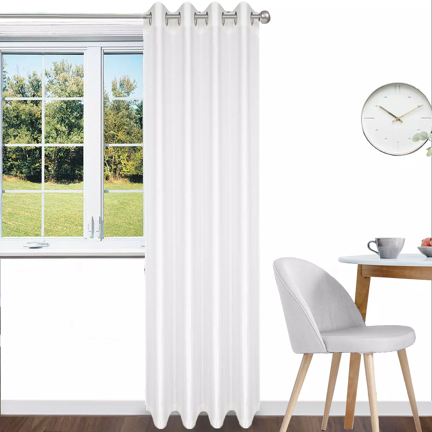 Faux silk panel with grommets, 54"x84", white
