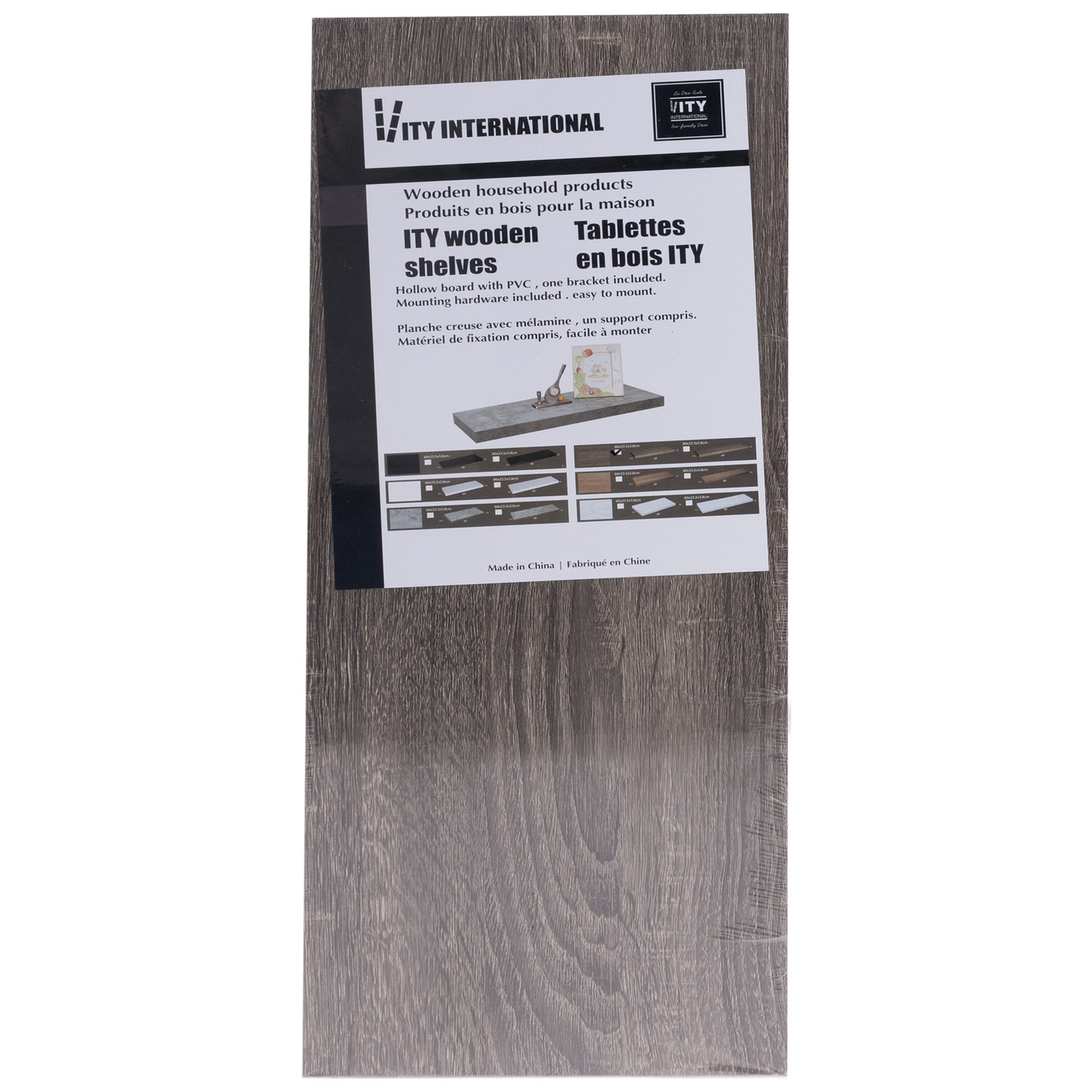 Faux wood floating shelf