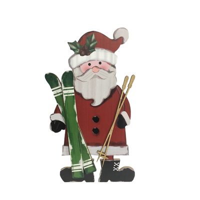 Figurine Père Noël en bois avec chavelet au dos, 24p