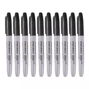 Fine tip permanent markers, black, pk. of 10