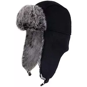 Fleece aviator hat with faux fur lining & trims