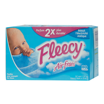 Fleecy - Feuilles d'assouplissantes pour sèche-linge parfumées à l'air frais, paq. de 80