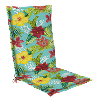 Floral high-back patio seat cushion, 17"x40"