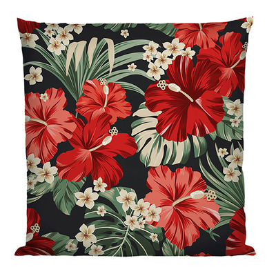 Floral indoor/outdoor decorative cushion, 17"x17"
