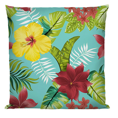 Floral indoor/outdoor decorative cushion, 17"x17"