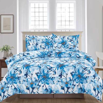 Floral printed comforter set, 2-3 pcs - Watercolor flowers