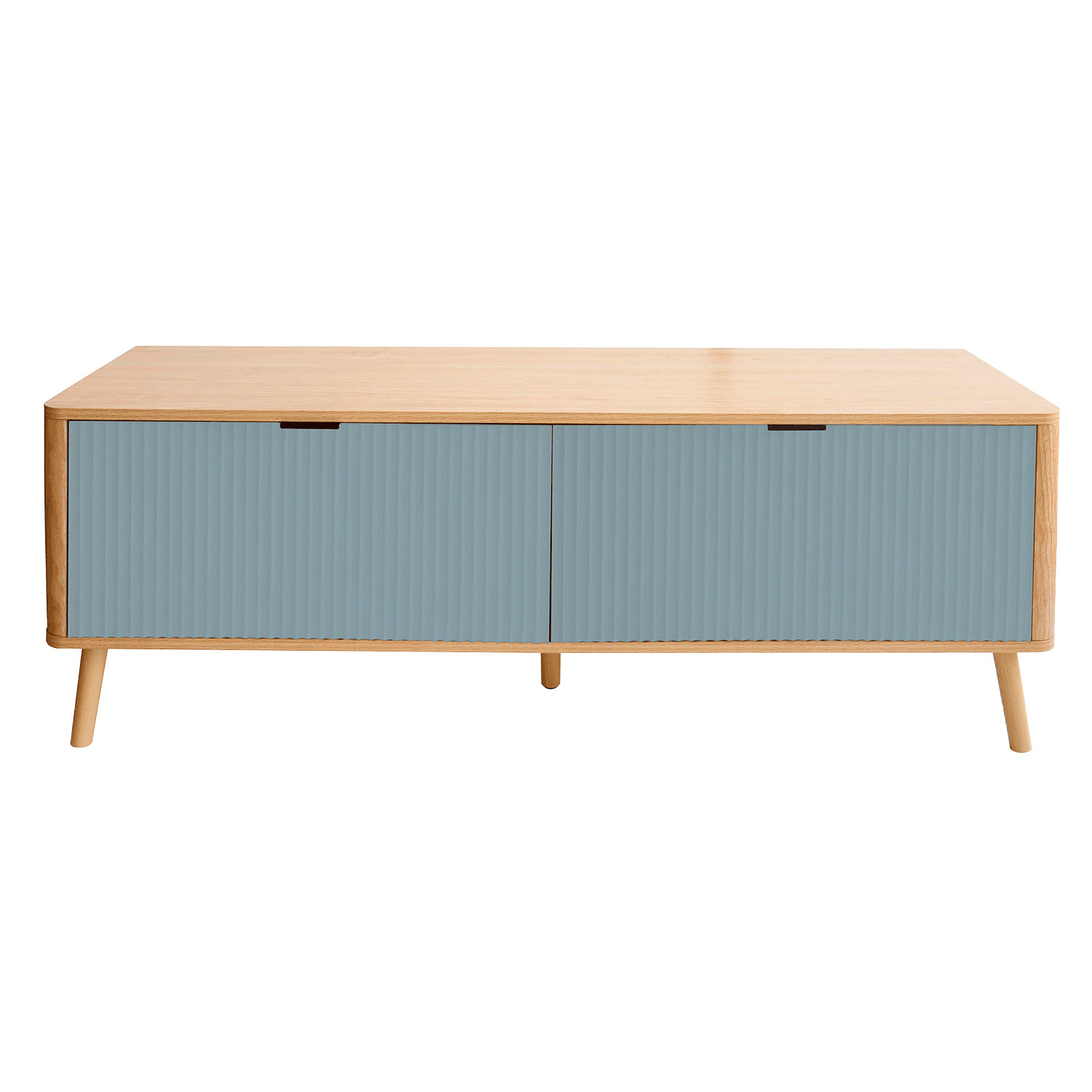 Fluted oak TV stand. Colour: beige | Rossy