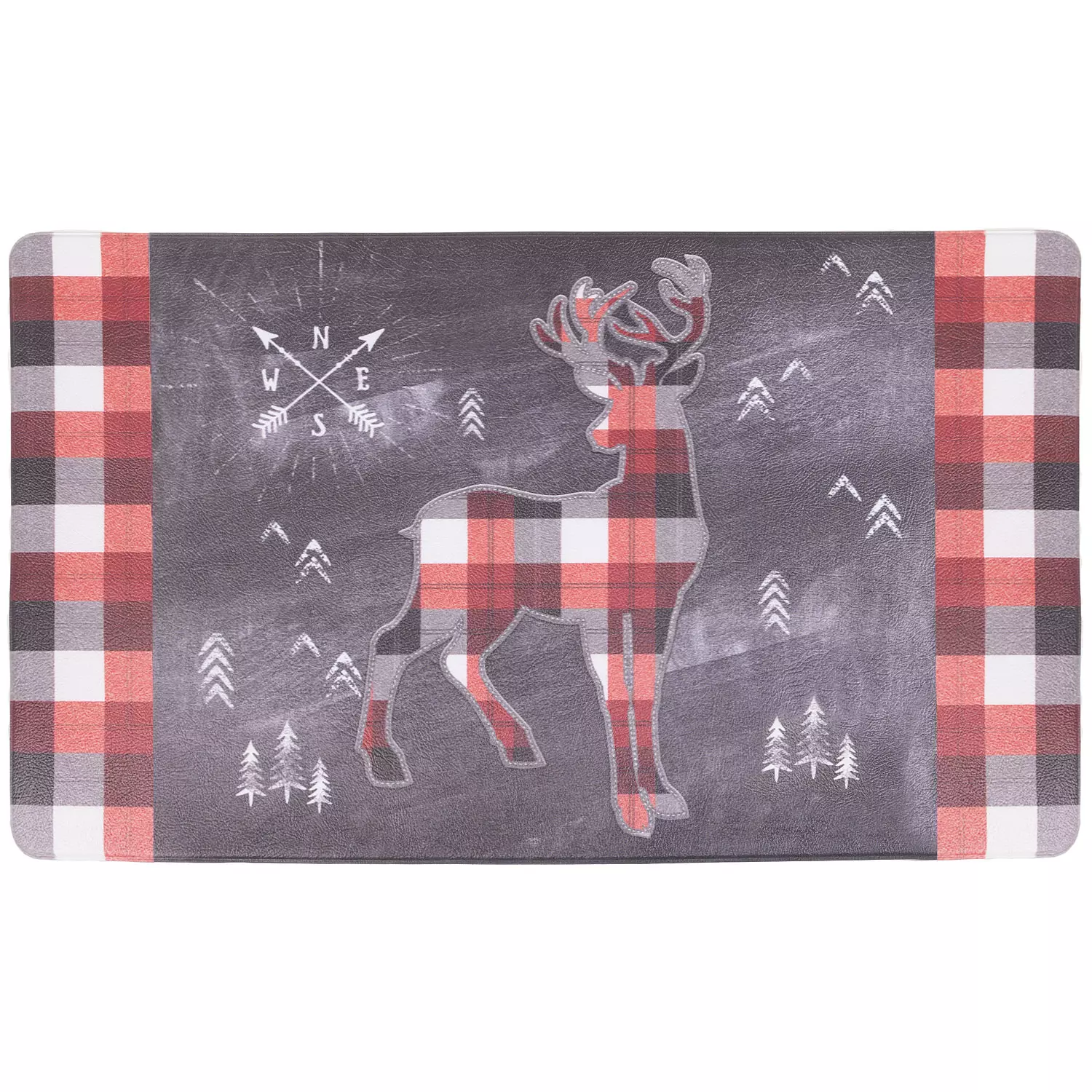 Foam floormat, plaid reindeer, 18"x30"