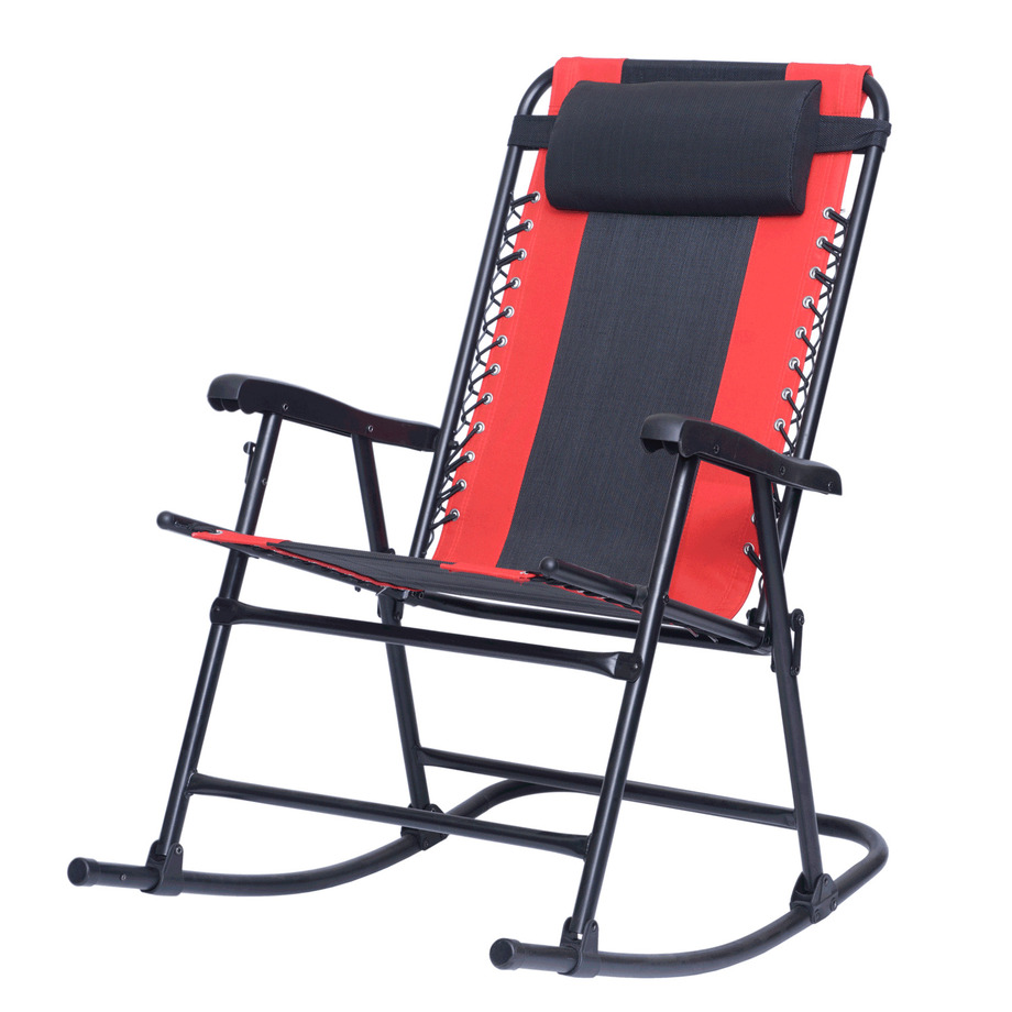 Folding high-back rocking chair with headrest