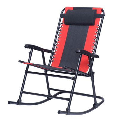 Folding high-back rocking chair with headrest
