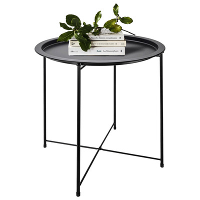 Folding metal side table