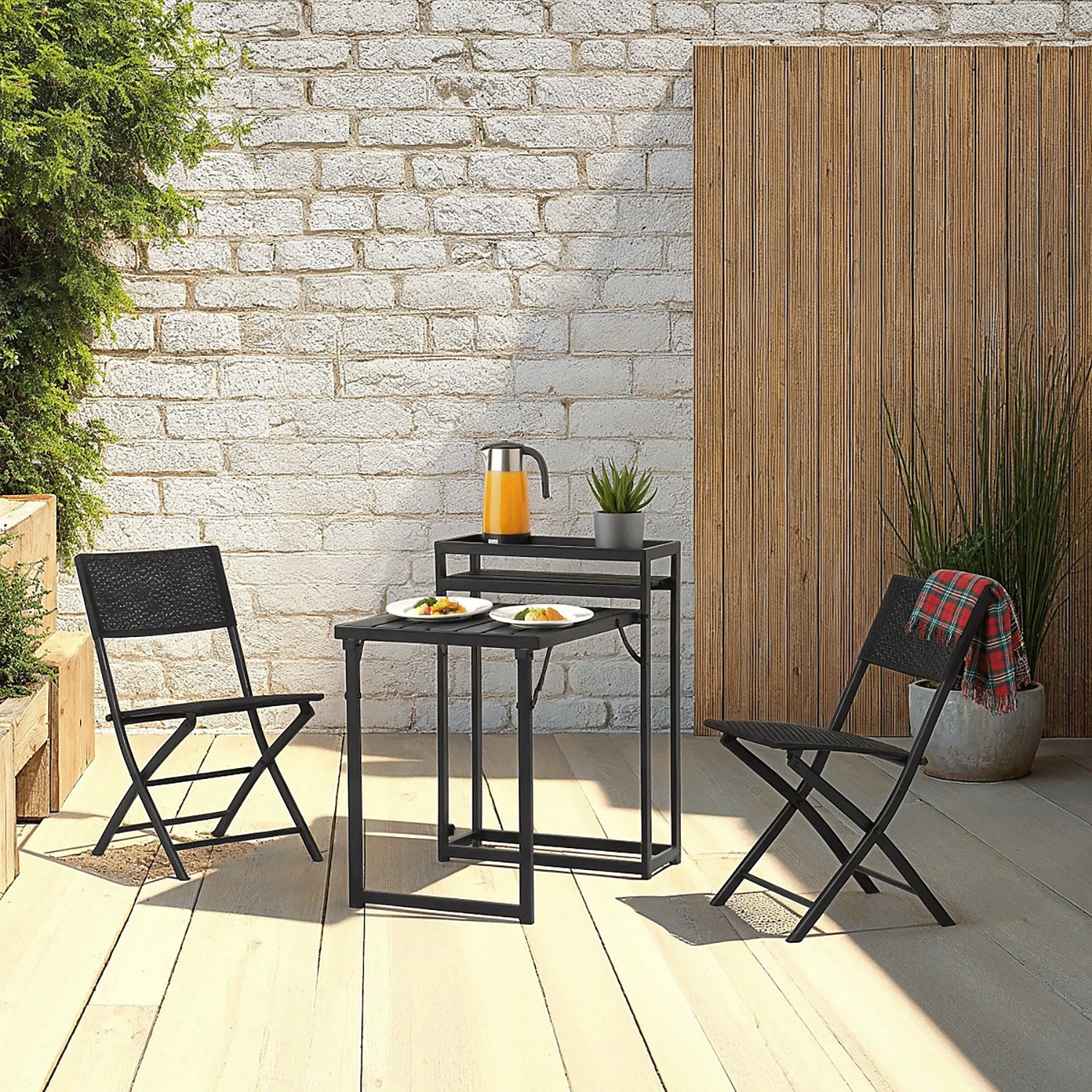 Folding patio bistro set