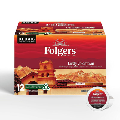 Folgers - Single-serve K-Cup pods - Lively Columbian medium roast, pk. of 12