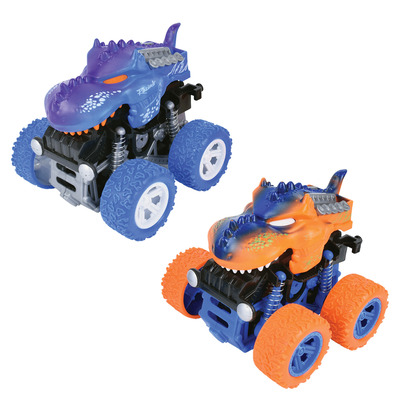 Friction-powered dinosaur monster car toys, pk. of 2
