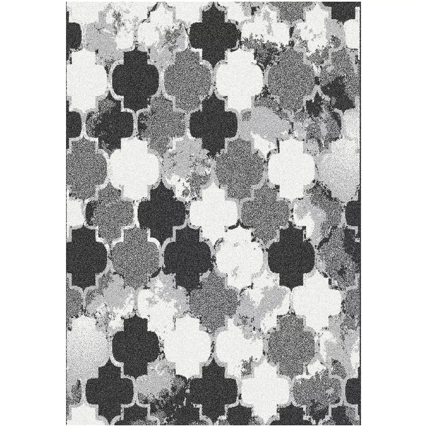 FRIDA Collection, decorative area rug, shades of grey trellis, 5'x7'