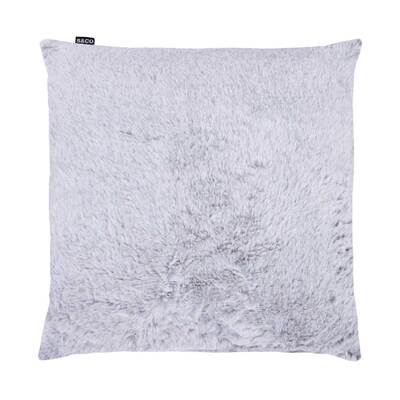 Frosted faux fur decorative cushion, 18"x18" - White Frost