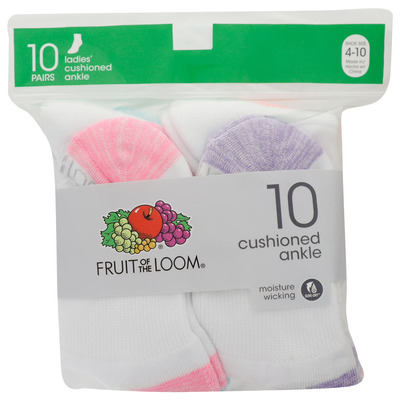 Fruit of the Loom - Chaussettes courtes avec cheville rembourr&eacute;e, 10 paires