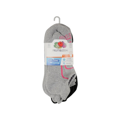 Fruit of the Loom - Chaussettes courtes rembourr&eacute;es avec languette invisible, 6 paires